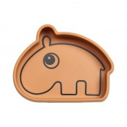 Miseczka silikonowa hipopotam w kolorze musztardowym.