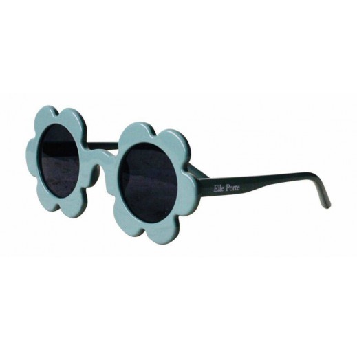 Modne okulary w kształcie niebieskich kwiatuszków.