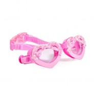 Różowe okulary do pływania w kształcie słodkich serduszek.
