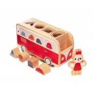 Drewniany autobus z funkcją sortera kształtów.