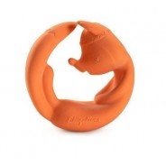 Gryzak z naturalnego kauczuku z funkcją grzechotki w kształcie pomarańczowego liska.