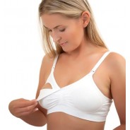 Biały biustonosz dla kobiet karmiących piersią.
