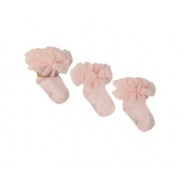 Różowe skarpetki dla dziewczynki z tiulowymi falbankami.