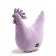 Fioletowa poduszka do karmienia w kształcie kury.