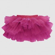 Falbankowa spódniczka z majteczkami w kolorze wrzosowego różu.