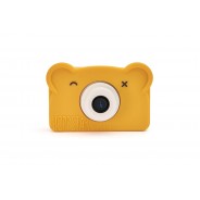 Lekki i poręczny aparat fotograficzny dla dzieci w żółtym silikonowym etui.
