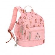 Różowy plecak dla przedszkolaka w urocze żyrafy.