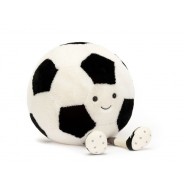 Pluszowa piłka futbolowa z uśmiechniętą buzią.