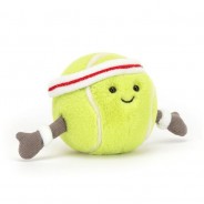 Mała pluszowa piłeczka tenisowa z uśmiechniętą buzią.