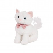 Pluszowy kotek z białym futerkiem z regulowanymi kończynami.