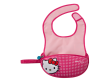 Różowy śliniaczek Hello Kitty dla maluszków z zapinaną kieszonką i silikonową łyżeczką.